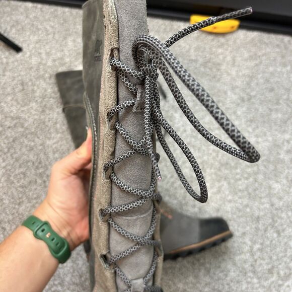 Sorel Womens Tall Cate the Great Wedge Boots Size 10 Heeled Leather Charcoal - Picture 7 of 16